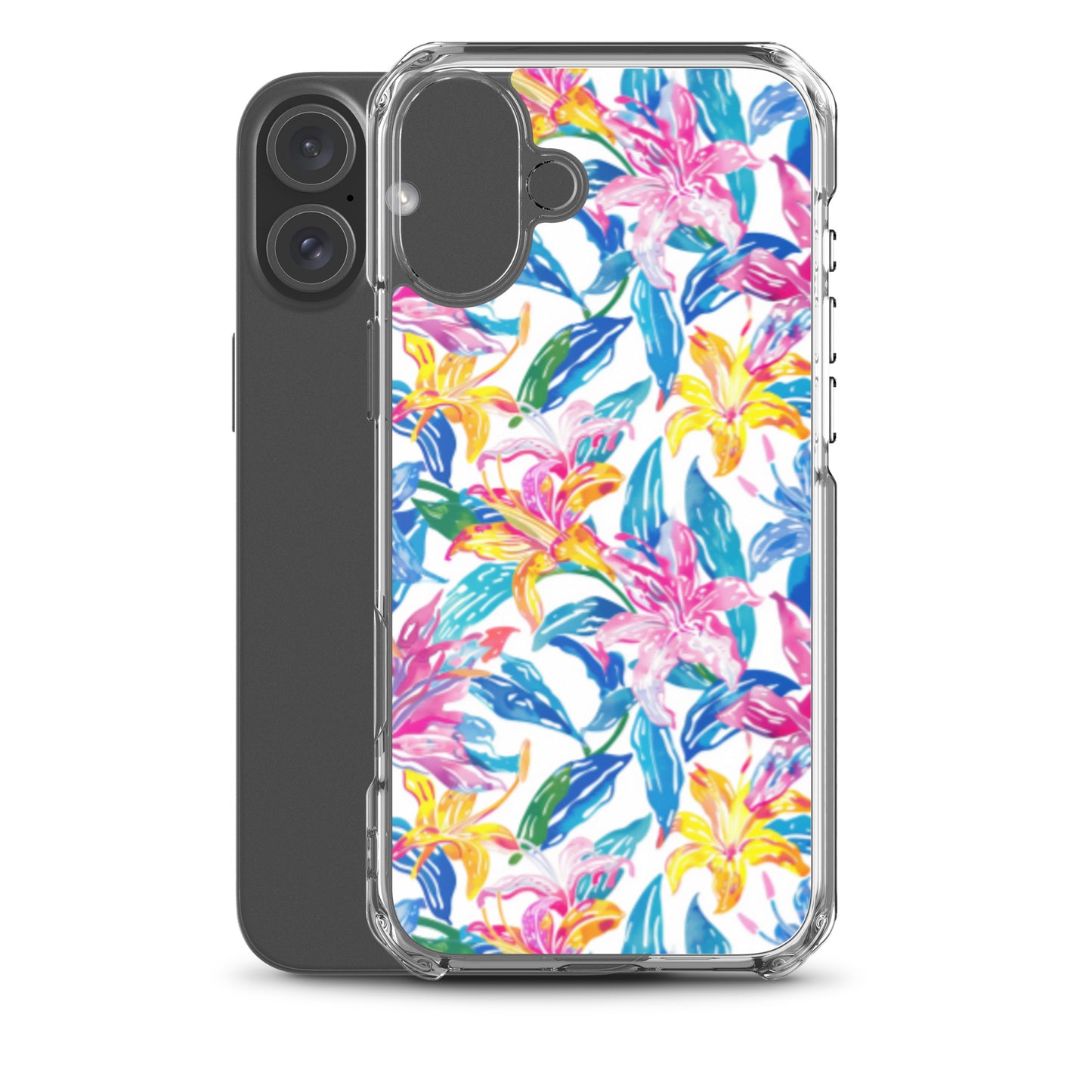 iPhone Case Colorful Floral Watercolor Blue Yellow Pink