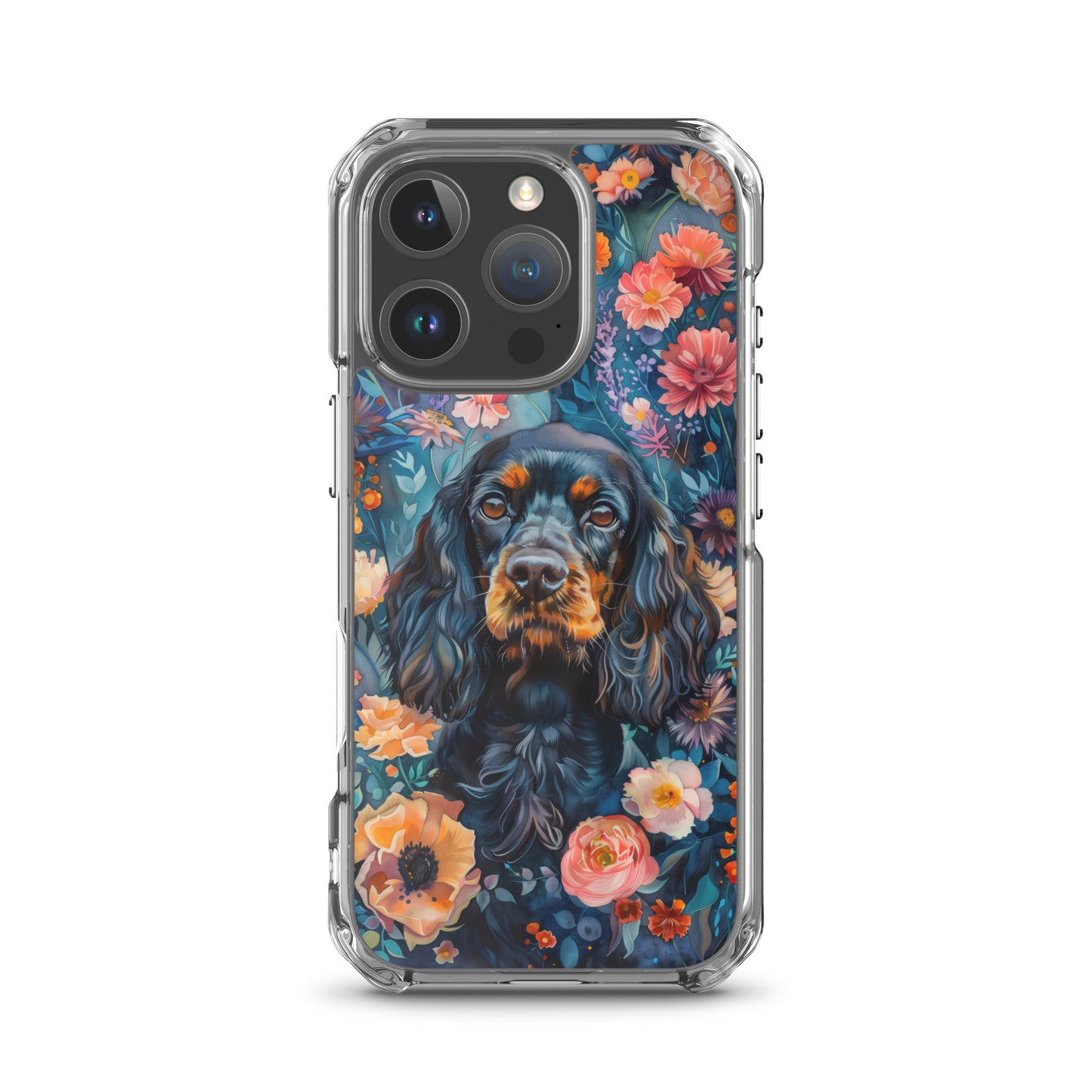 iPhone Case Watercolor Cocker Spaniel with Colorful Flowers