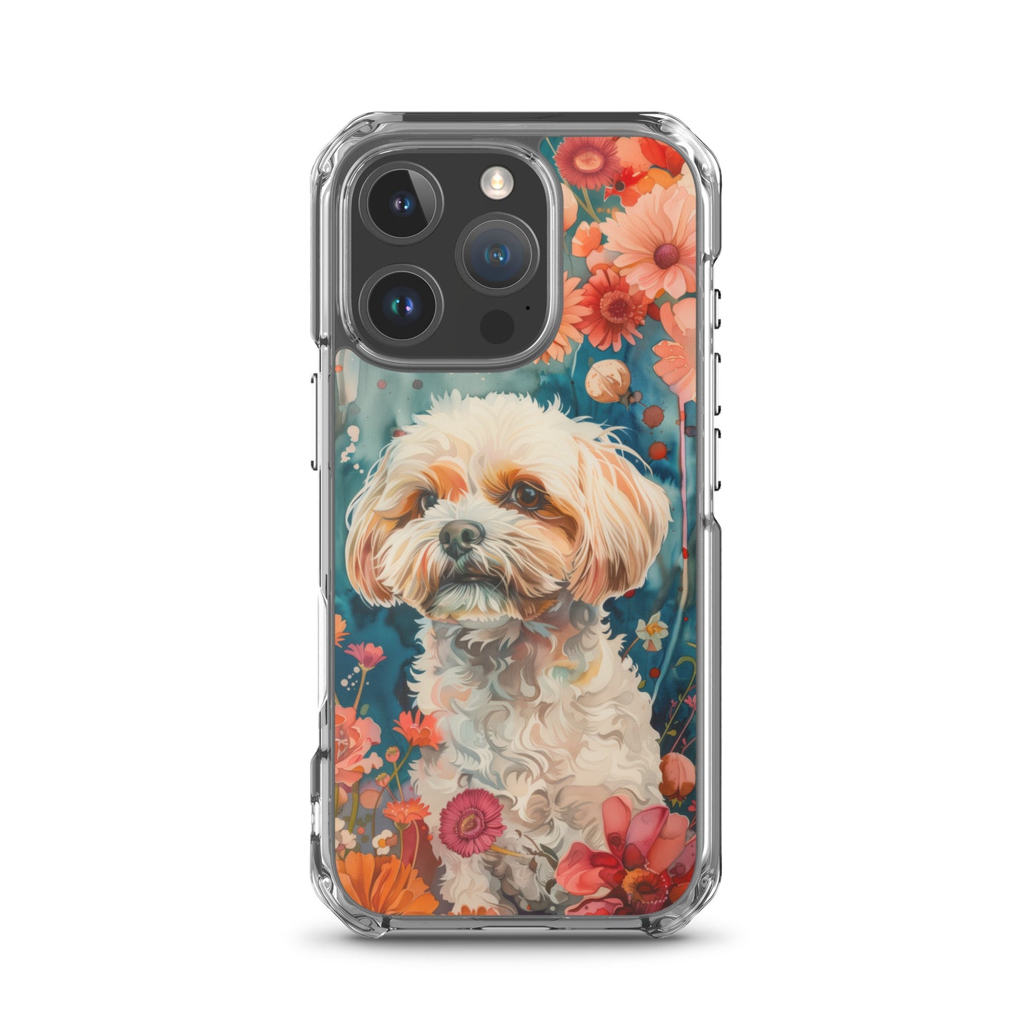 iPhone Case Watercolor Shih Tzu with Colorful Flowers