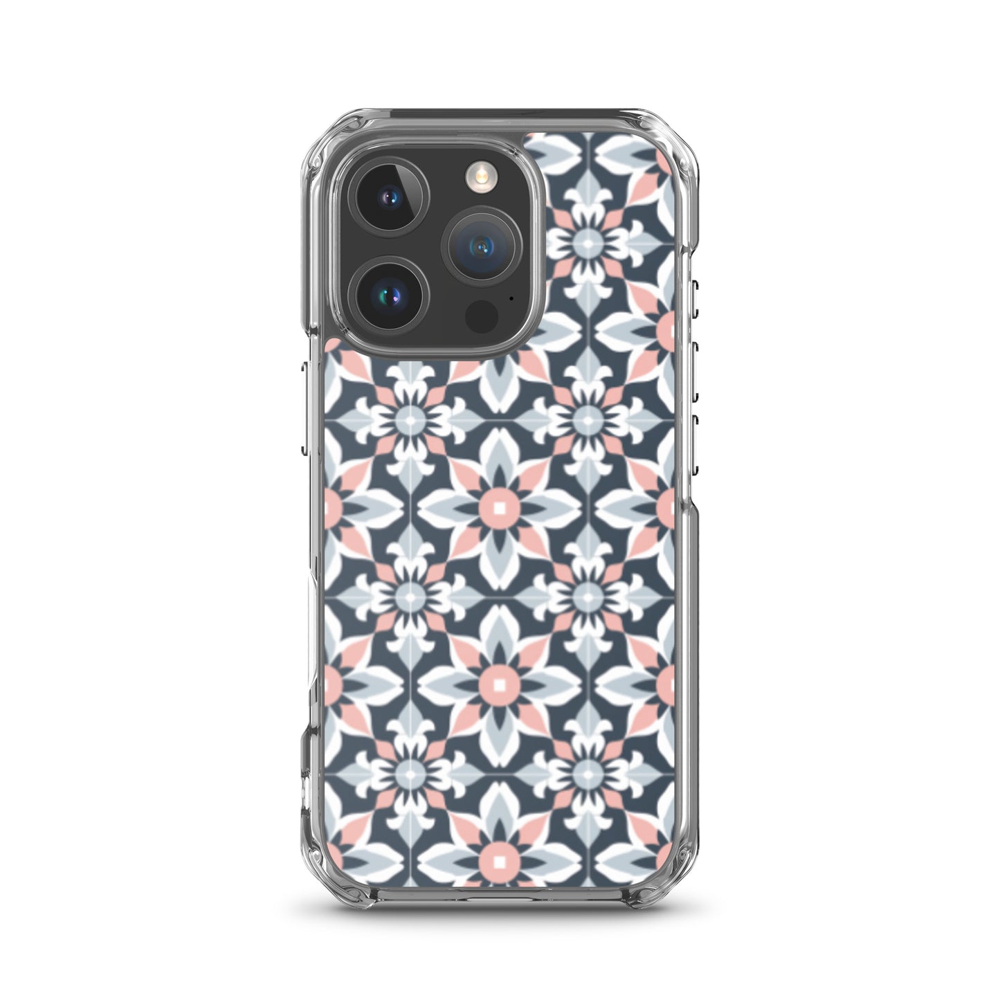 iPhone Case Geometric Flowers Pastel Pink and Blue