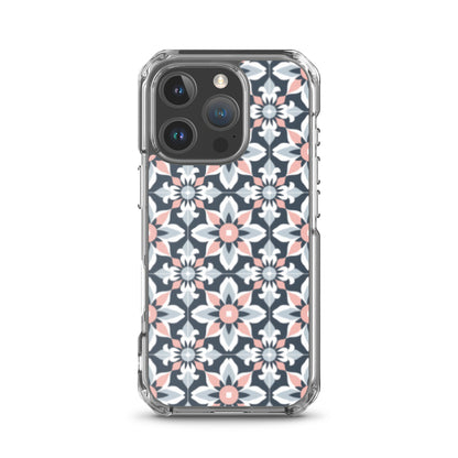 iPhone Case Geometric Flowers Pastel Pink and Blue