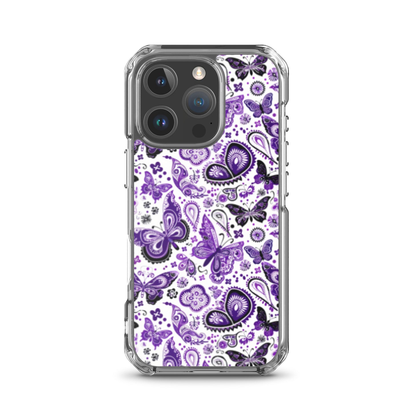 iPhone Case White and Purple Butterfly Paisley