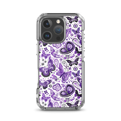 iPhone Case White and Purple Butterfly Paisley