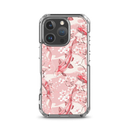 iPhone Case Pink Japanese Koi Fish and Cherry Blossoms