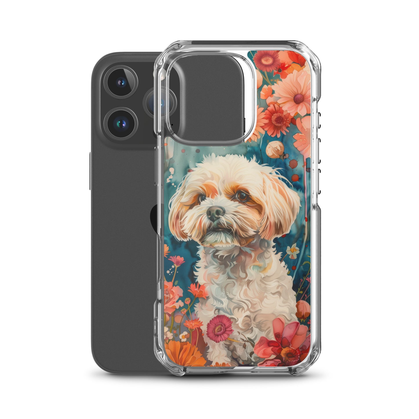 iPhone Case Watercolor Shih Tzu with Colorful Flowers