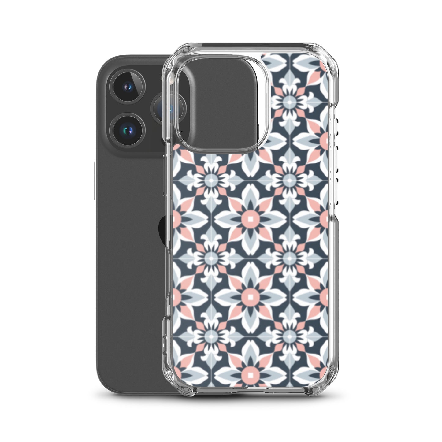 iPhone Case Geometric Flowers Pastel Pink and Blue