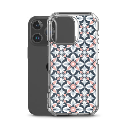 iPhone Case Geometric Flowers Pastel Pink and Blue
