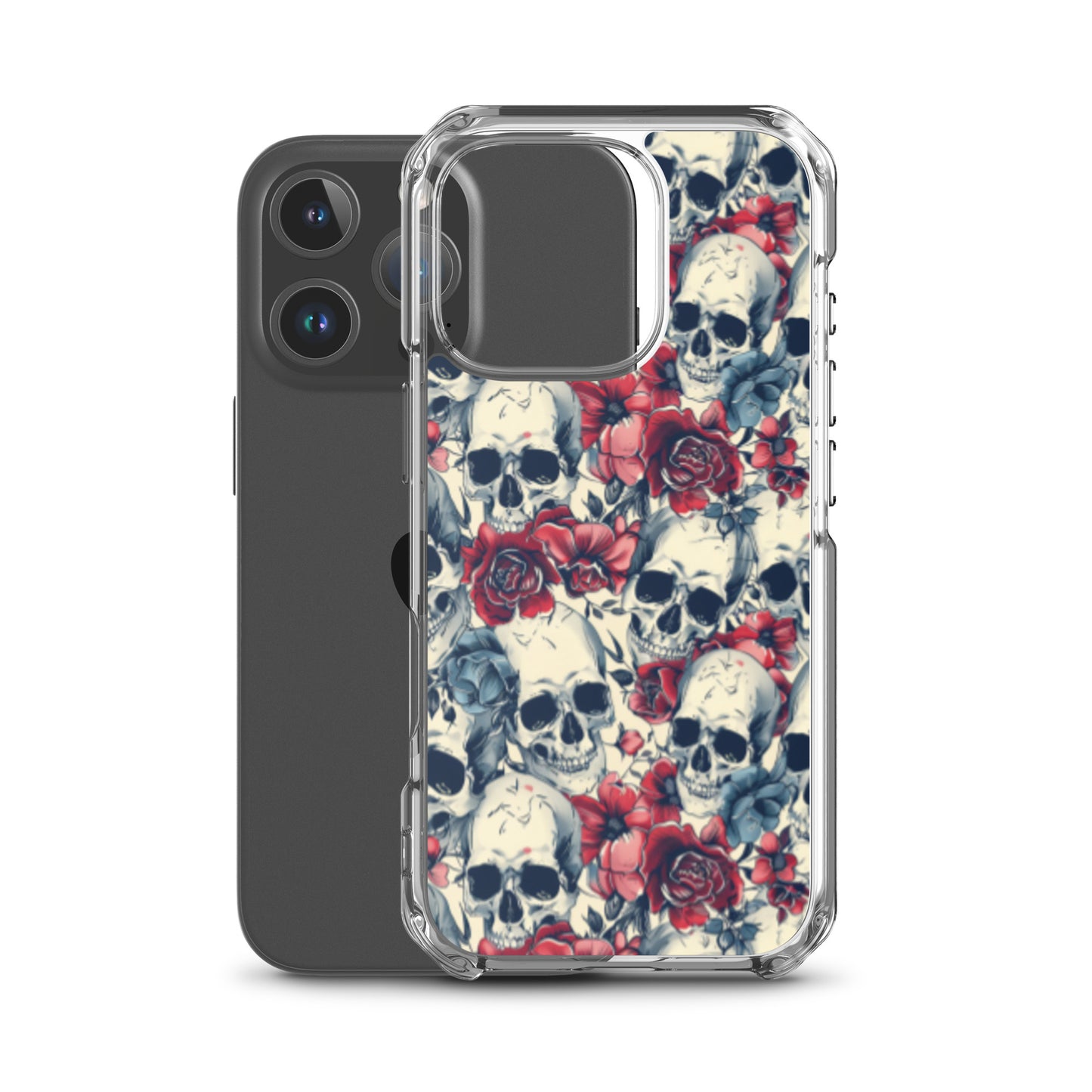 iPhone Case Skulls and Red Roses