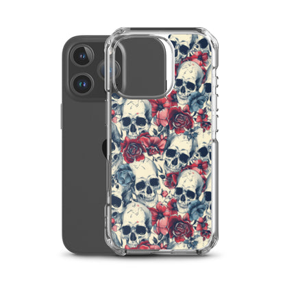 iPhone Case Skulls and Red Roses