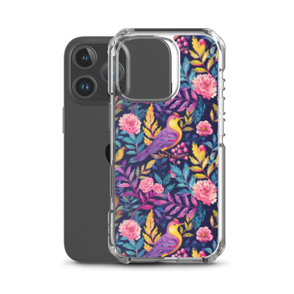 iPhone Case Colorful Flowers Plants and Birds