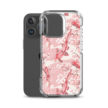 iPhone Case Pink Japanese Koi Fish and Cherry Blossoms