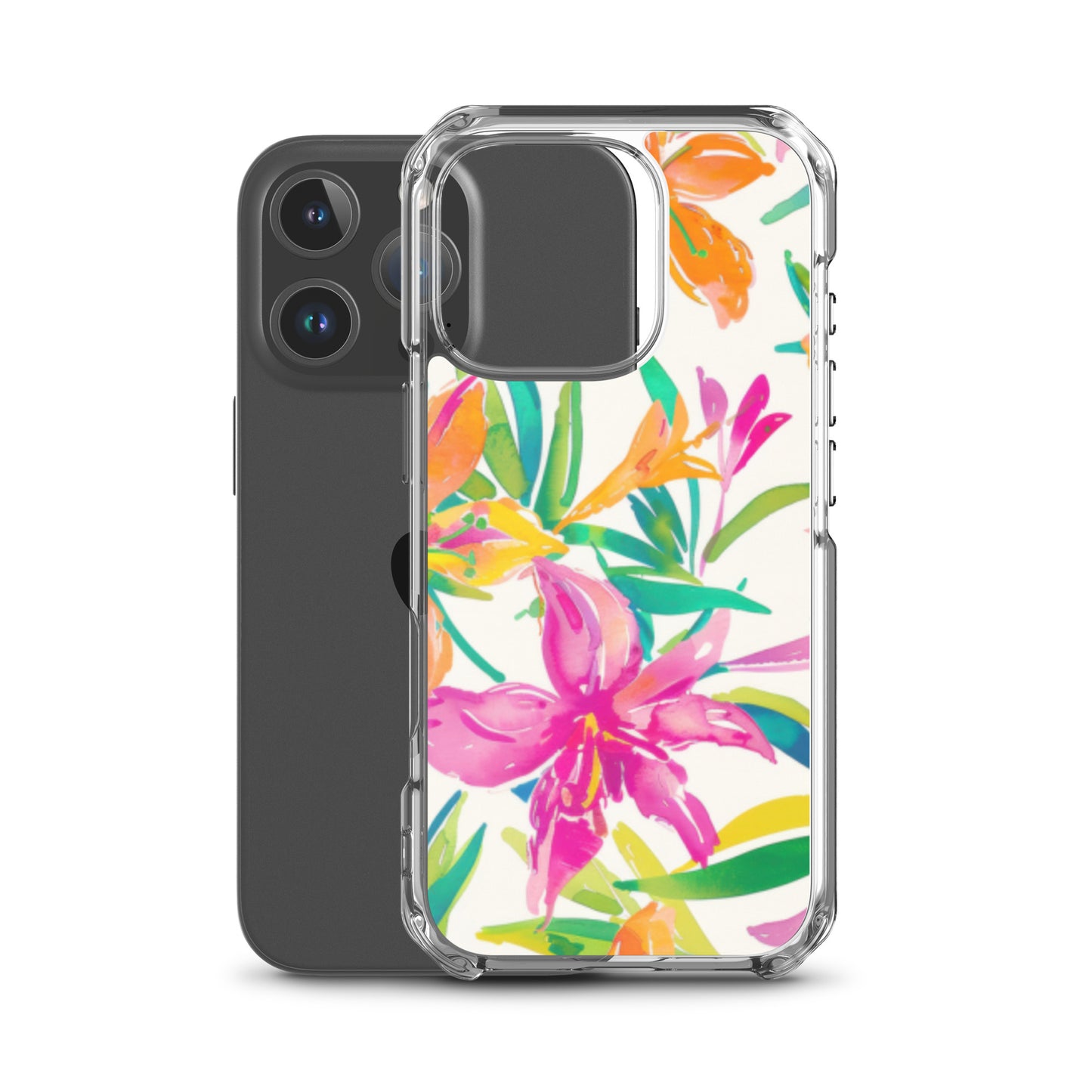 iPhone Case Colorful Floral Watercolor Pink Orange
