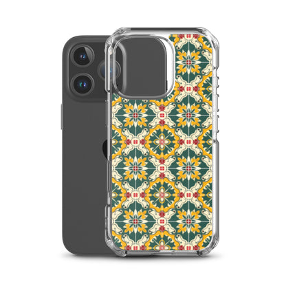 iPhone Case Green Colorful Traditional Maltese Cement Tile Pattern