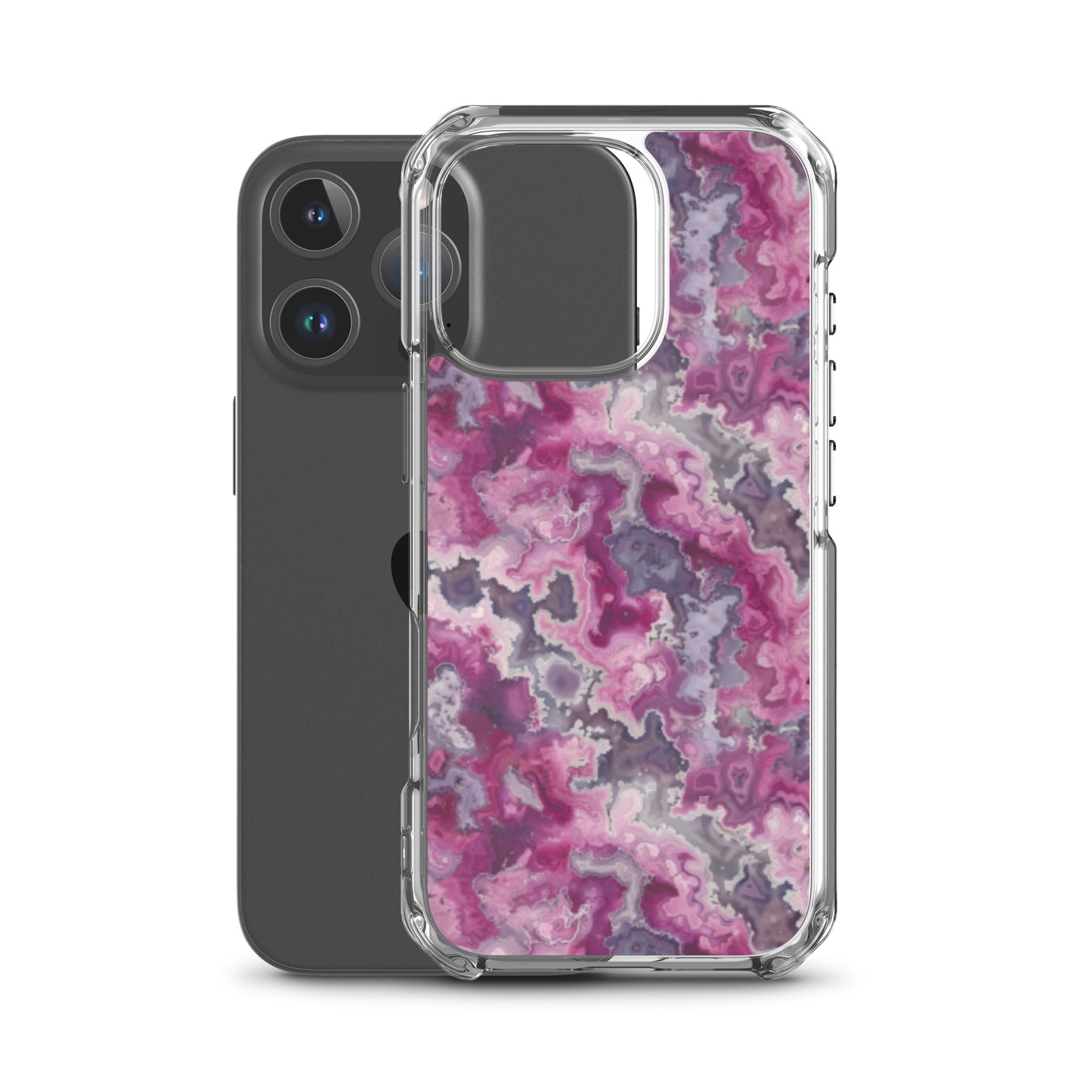 iPhone Case Pink Moss Agate Pattern