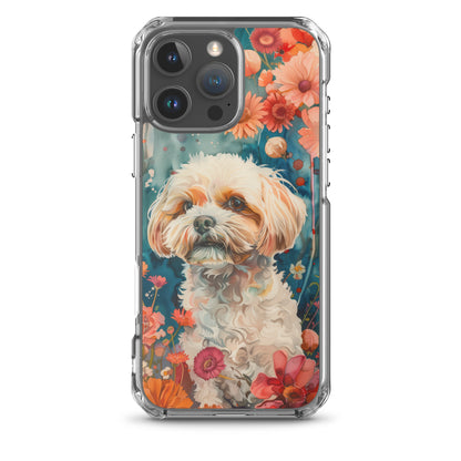 iPhone Case Watercolor Shih Tzu with Colorful Flowers