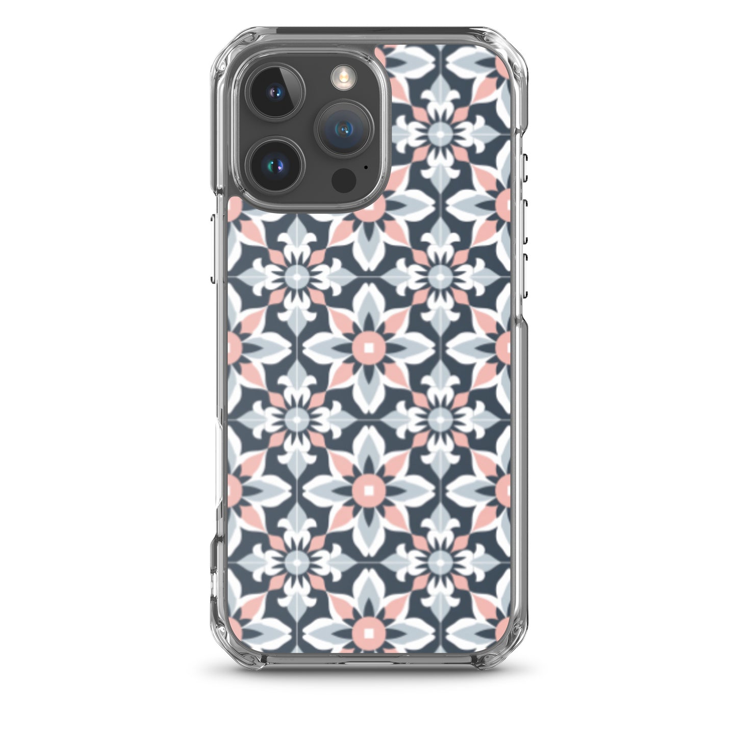 iPhone Case Geometric Flowers Pastel Pink and Blue
