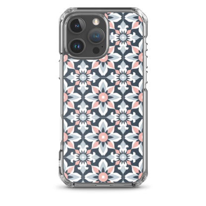iPhone Case Geometric Flowers Pastel Pink and Blue