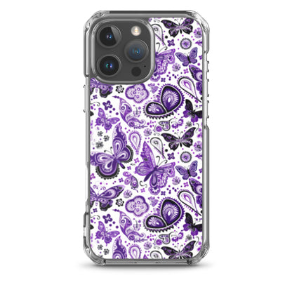 iPhone Case White and Purple Butterfly Paisley