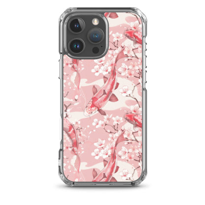 iPhone Case Pink Japanese Koi Fish and Cherry Blossoms