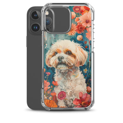 iPhone Case Watercolor Shih Tzu with Colorful Flowers