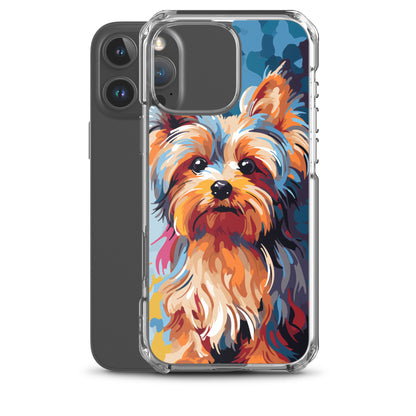 iPhone Case Painted Yorkshire Terrier Blue