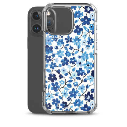 iPhone Case Blue Watercolor Flowers