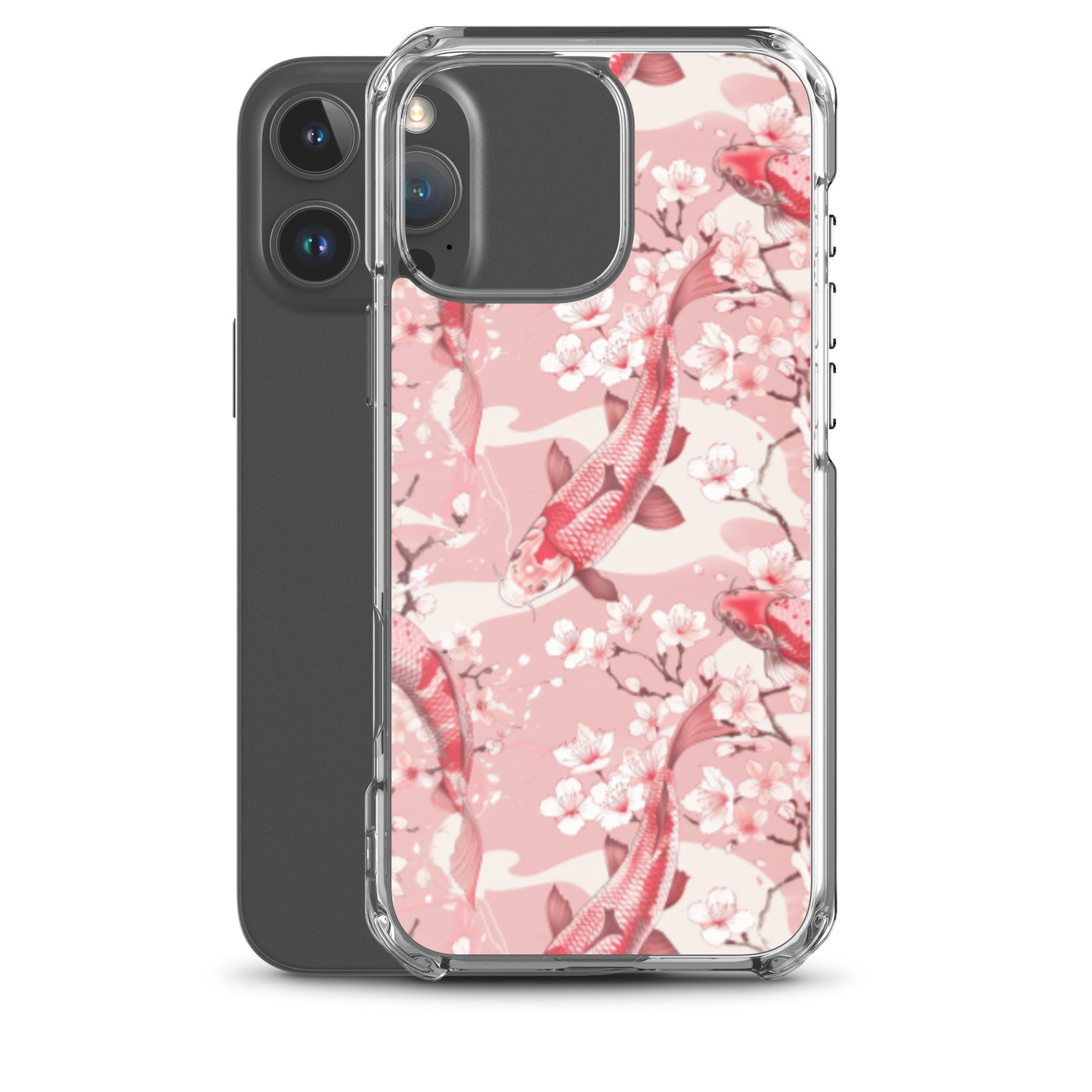 iPhone Case Pink Japanese Koi Fish and Cherry Blossoms