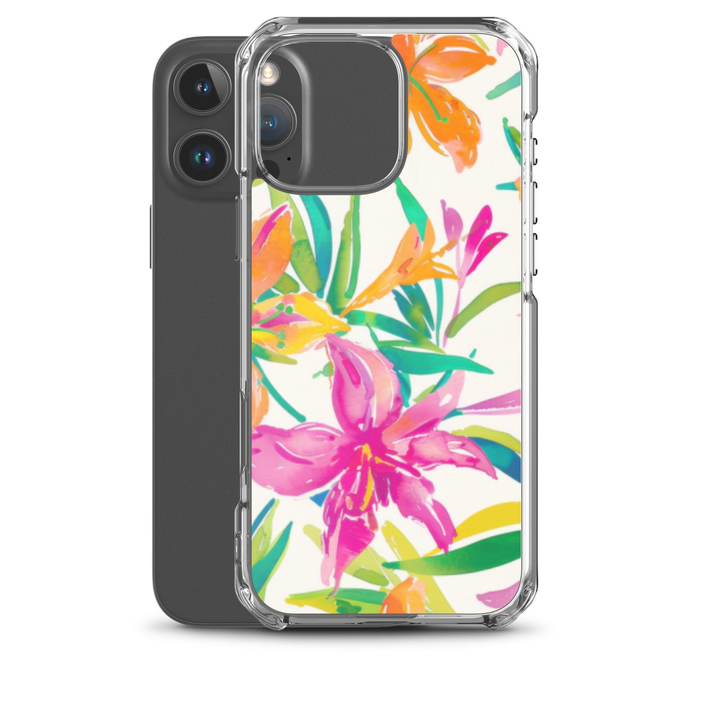 iPhone Case Colorful Floral Watercolor Pink Orange