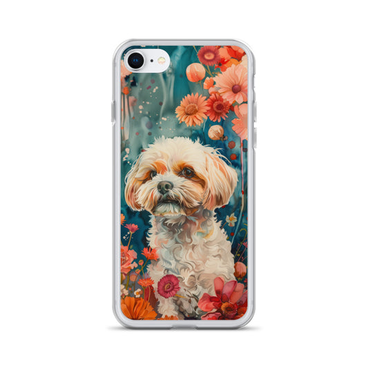 iPhone Case Watercolor Shih Tzu with Colorful Flowers