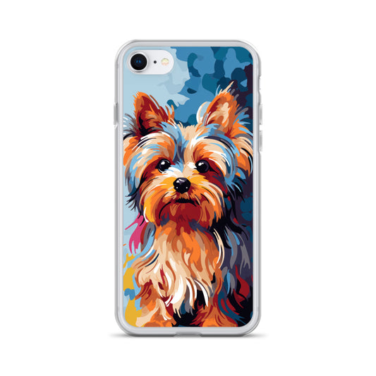 iPhone Case Painted Yorkshire Terrier Blue