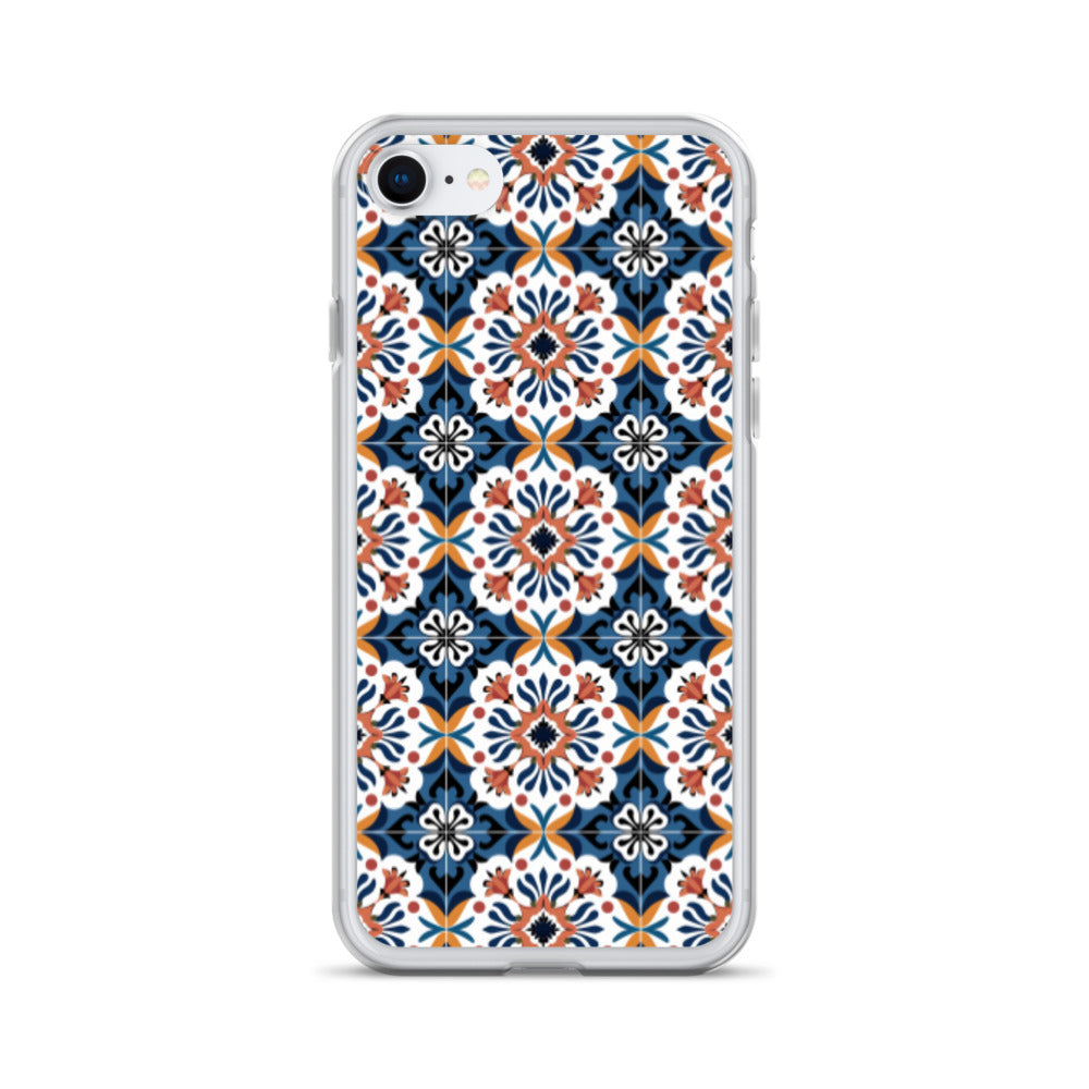 iPhone Case Classic Encaustic Tile Orange & Blue