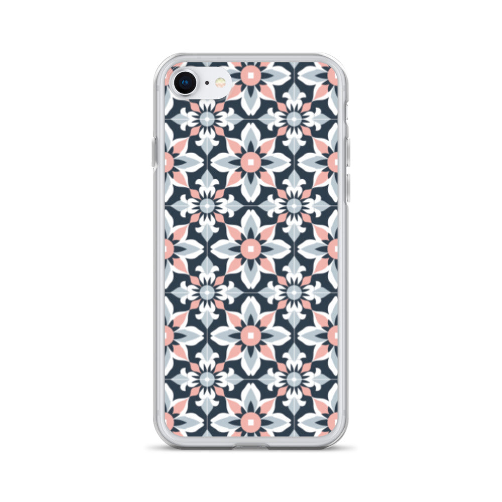 iPhone Case Geometric Flowers Pastel Pink and Blue