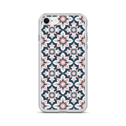 iPhone Case Geometric Flowers Pastel Pink and Blue