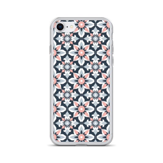 iPhone Case Geometric Flowers Pastel Pink and Blue