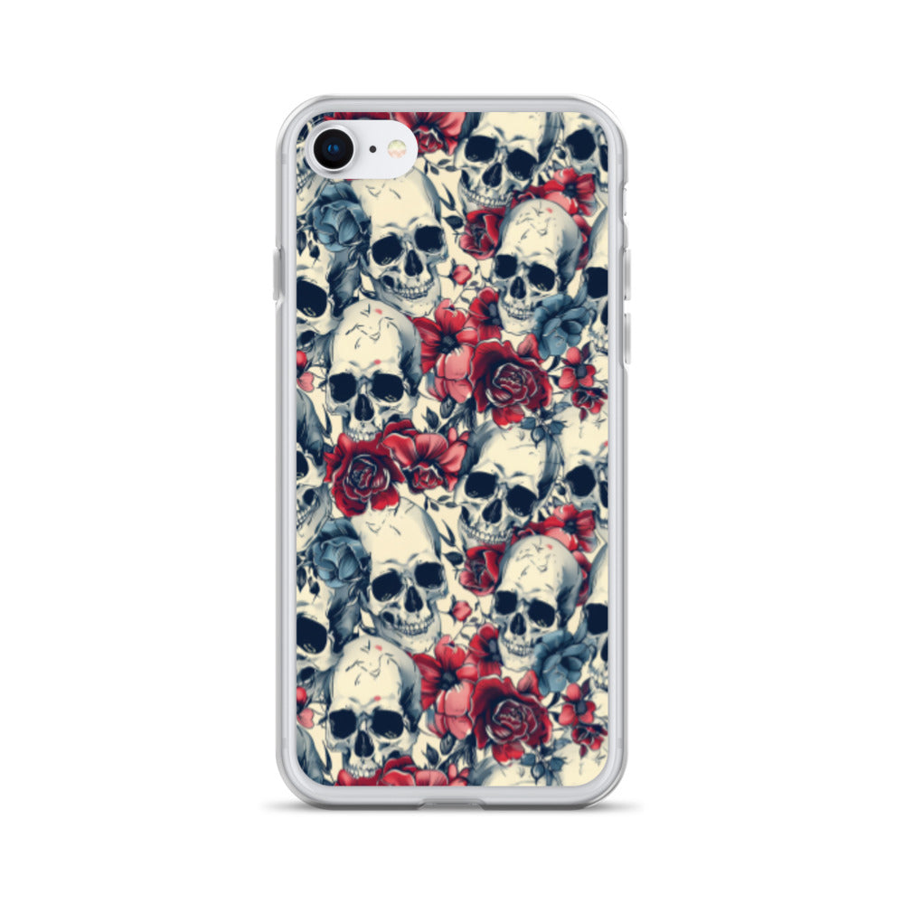 iPhone Case Skulls and Red Roses