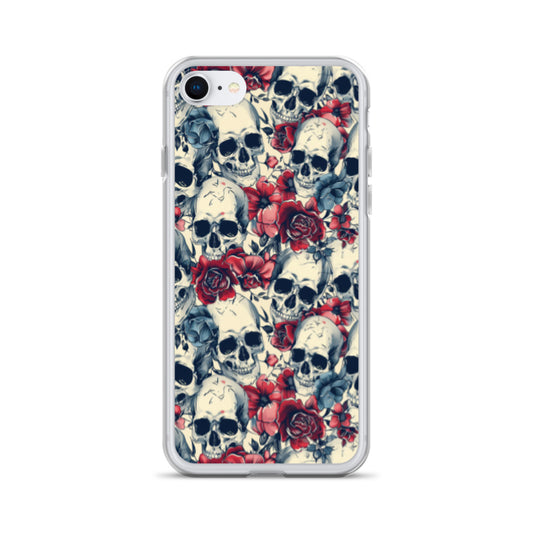 iPhone Case Skulls and Red Roses