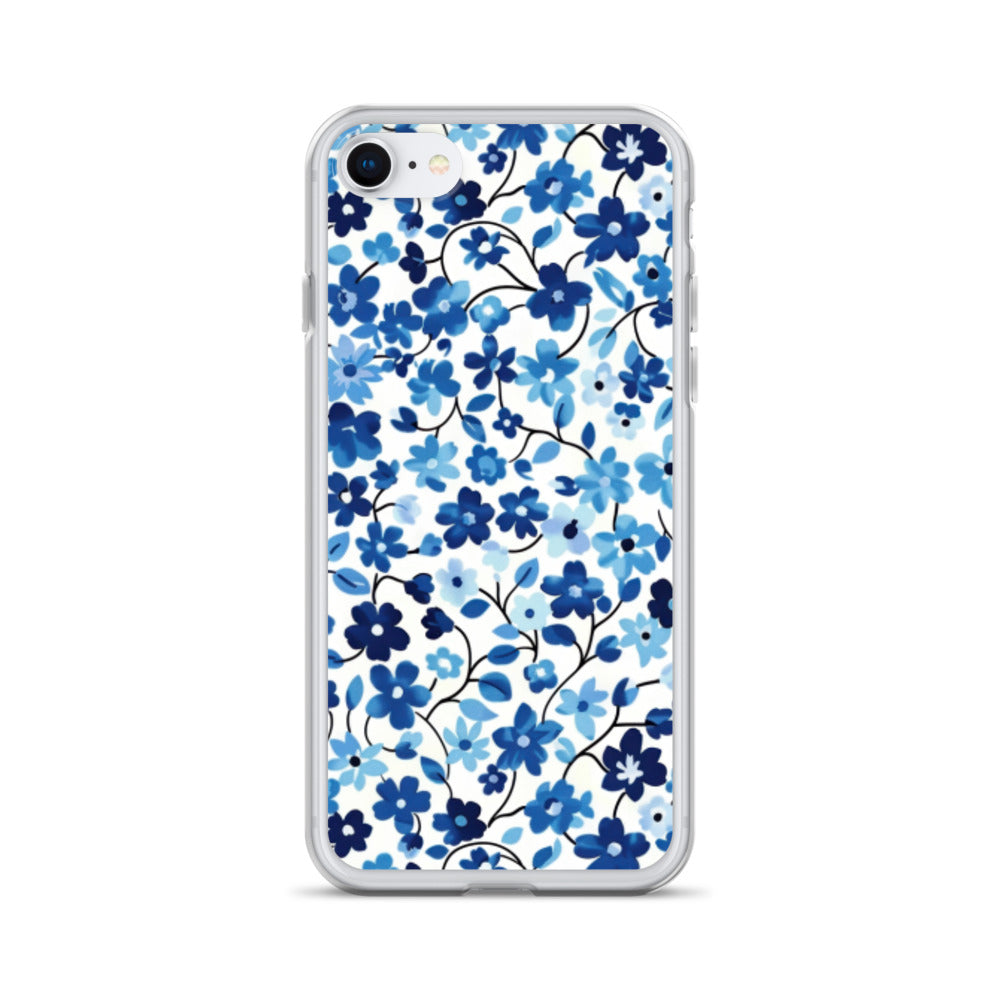 iPhone Case Blue Watercolor Flowers