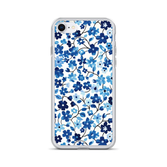 iPhone Case Blue Watercolor Flowers