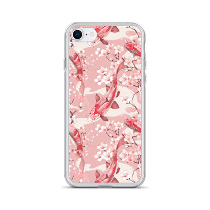iPhone Case Pink Japanese Koi Fish and Cherry Blossoms