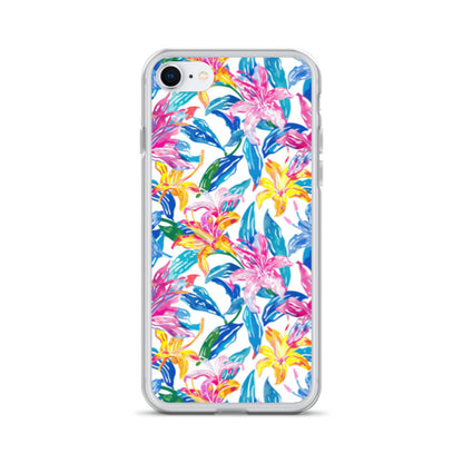 iPhone Case Colorful Floral Watercolor Blue Yellow Pink