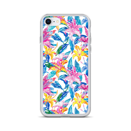 iPhone Case Colorful Floral Watercolor Blue Yellow Pink
