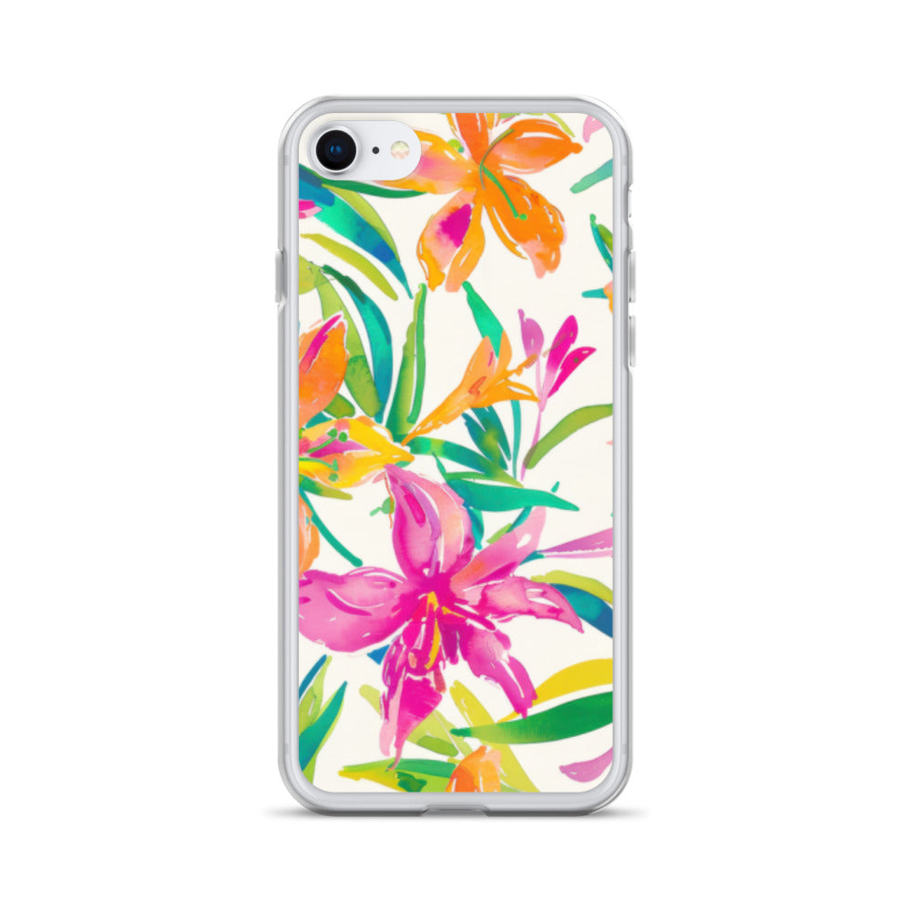 iPhone Case Colorful Floral Watercolor Pink Orange
