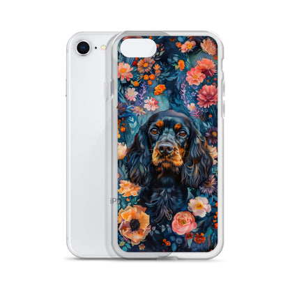 iPhone Case Watercolor Cocker Spaniel with Colorful Flowers