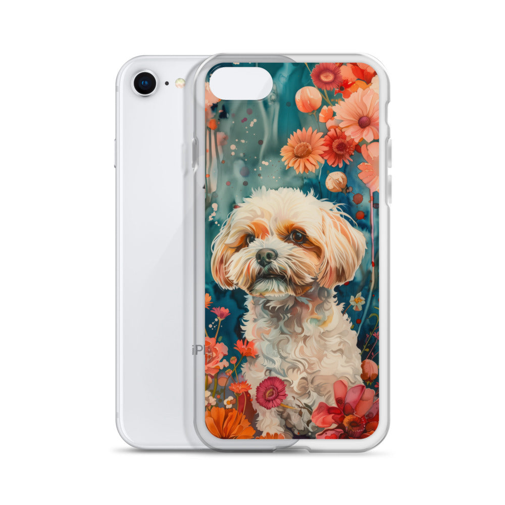 iPhone Case Watercolor Shih Tzu with Colorful Flowers