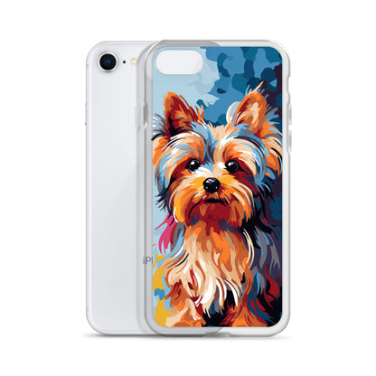 iPhone Case Painted Yorkshire Terrier Blue