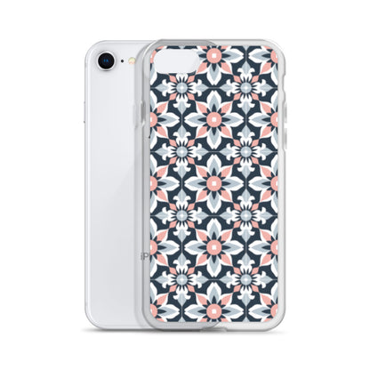 iPhone Case Geometric Flowers Pastel Pink and Blue