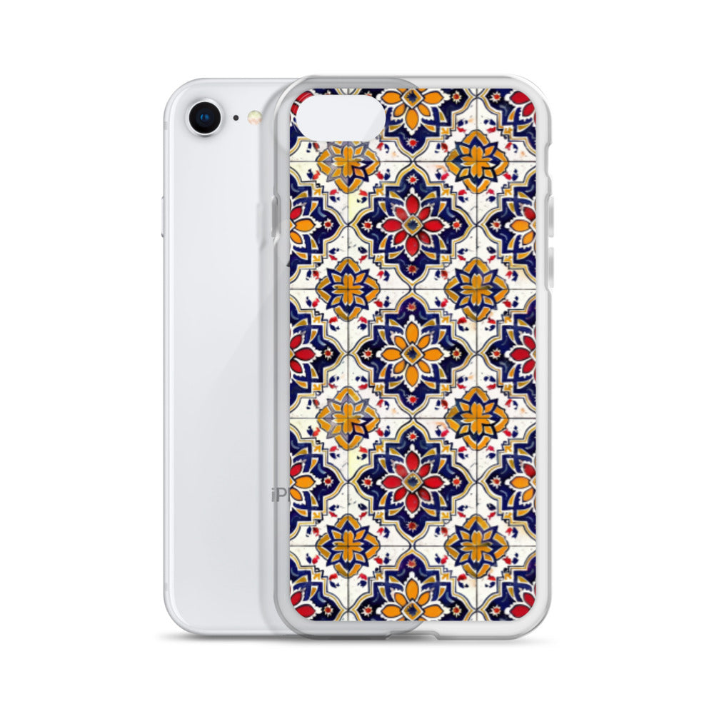 iPhone Case Colorful Andalusian Ceramic Tile Blue Orange Red
