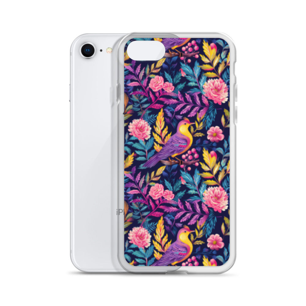 iPhone Case Colorful Flowers Plants and Birds