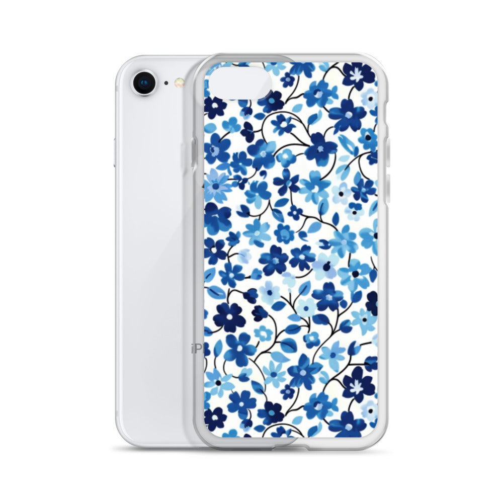 iPhone Case Blue Watercolor Flowers