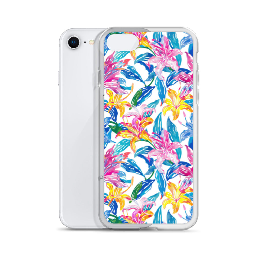 iPhone Case Colorful Floral Watercolor Blue Yellow Pink
